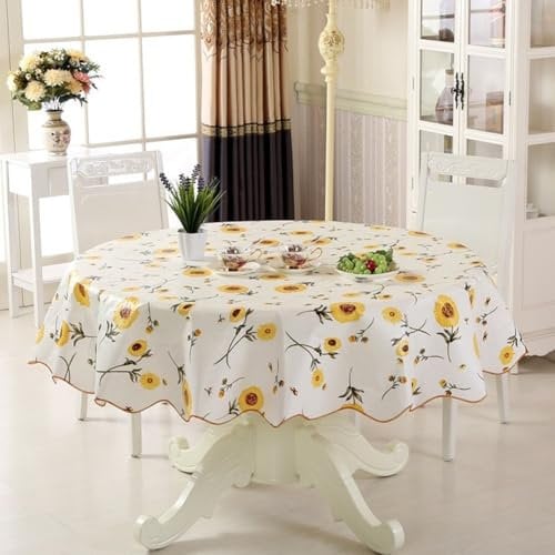 Praktische runde Tischdecke für 4 Tische mit 6 Sitzplätzen, verschönert das Esszimmer (Sonnenblume (180 cm)