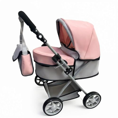 Anano Carrito Bebe Juguetes Plegable Ligero con Capota Regulable | Cochecito De Muñeca Cesta Y Bolso, Coches Compatible Con Muñecas De Hasta 55 Cm, Regalo Niñas +3 Años