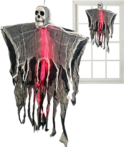 Palaufr Halloween Skelett Dekoration | Gruselige Party Deko,Schwebende Beleuchtete Deko Mit Nebel Für Garten Wand Maskenbälle Karneval Klassenzimmer Höfe