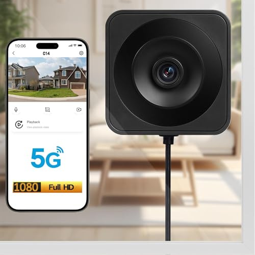 GartWerk Window Camera, 1080P HD 2.4/5GHz WiFi Smart Security Camera, Full-Color Night Vision, Human Detection, 2-Way Audio, 24/7 Recording, Magnetic Mount & Anti-Glare for Looking Outside and Inside