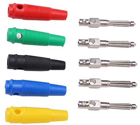 Wakects Fiche Banane 4 Mm, Cuivre Pur avec Manchon Souple, Courant élevé 32 A 1000 V pour Connexion Audio et Utilisation de Haut-parleurs