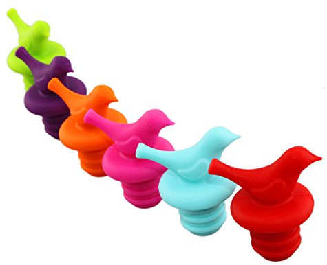Bouchon de Bouteille de Vin, par Louischoice, Bouchon à Vin en Silicone, Mignon, Décoratif, Couleurs Assorties, Lot de 6