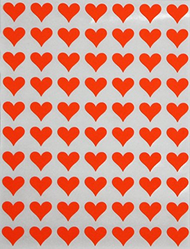 Herzaufkleber Neon Rot 13 mm - Sticker in Herzform permanent klebende Etiketten 1050 Vorteilspack von Royal Green