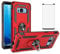 Phone Case for Samsung Galaxy S8 with Tempered Glass Screen Protector Magnetic Rugged Stand Ring Holder Mobile Accessories Protective Hard Shockproof Bumper Glaxay S 8 8S Edge GS8 Girls Women Men Red