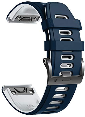 NotoCity für Garmin Fenix 5/Fenix 6 Armband für Garmin Fenix 6 Pro/7/7 Pro/8 47mm/5 Plus/E 47mm Armband, Quickfit 22mm für Forerunner 935/945/965, Epix Gen 2, Instinct 2, Approach S60(Dunkelblau-Weiß)