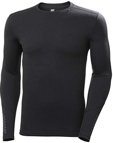 Helly Hansen Men's Lifa Merino Midweight Crew Long Sleeve T Shirt, Black, S UK