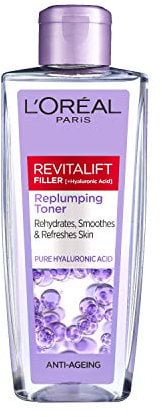 L'Oreal Paris Revitalift Filler,+ Hyaluronic Acid Face Toner, Anti-Aging Cleansing, Replumps Skin & Fine Lines, Smoothed & Hydrated for Younger-Looking, Rehydrated & Refreshed Skin