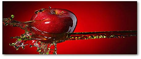 Tulup Splashback 49.21x19.68 inch / 125x50 cm Splash-back Kitchen Panel Toughened Safe Glass Tempered Glass Panel Wall Protection Induction Cooker Kitchen - Red - apple water