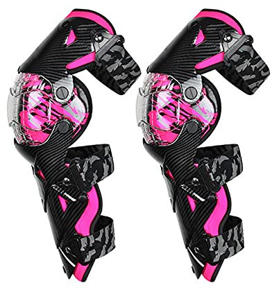 VOMI Ginocchiere Cross Donna, Nero Rosa, Protezione del Giunto Adulti Ginocchio Moto Ajustable Flessibili Parastinchi Protettori per Ginocchia per MTB Enduro ATV Motocross Mountain Bike