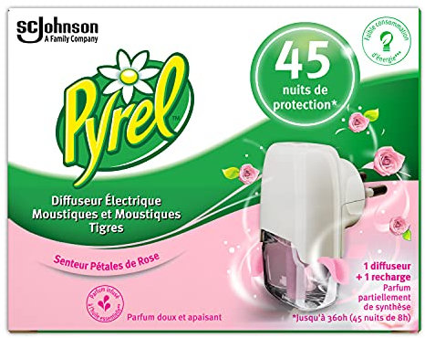 Pyrel Electrique Liquide Diffuseur 45 Nuits Parfum Pétale de Rose, 27ml