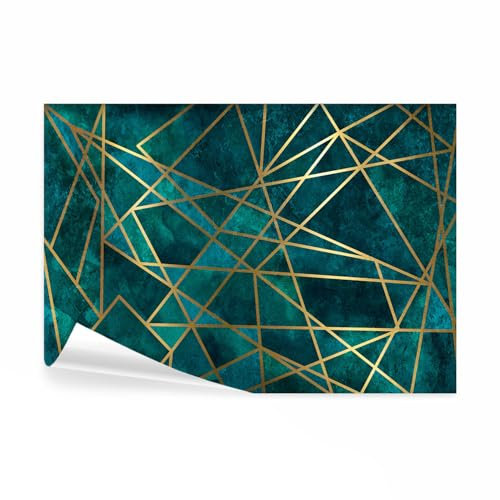 decomonkey Fototapete Geometrisch Modern 250x175 cm Tapete Fototapeten Vlies Tapeten Vliestapete Wandtapete moderne Wand Wandbild Schlafzimmer Wohnzimmer Abstrakt Textur Wanddeko Türkis
