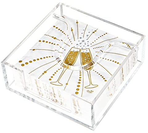 Kamehame Serviettenhalter aus transparentem Acryl, quadratisch, für Getränke, Cocktail-Serviettenhalter, für Esstisch, Küche, Theke, Restaurant, Buffet, Badezimmer, Eitelkeit (17,8 x 17,8 cm)