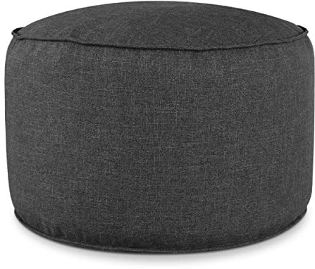 Deshome - Sitzhocker Sitzpouf Pouf rund Ø 80 cm mit abnehmbarem Polster für Innen- und Außenbereich: Sitzpouf Design für Sofa, Wohnzimmer, Schlafzimmer, Sitzhocker, Light Pouf Graphitschwarz