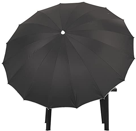 URBNLIVING Parasol rond Shanghai 2,4 m pour extérieur, jardin, terrasse, parasol inclinable 50+ protection, Noir , L