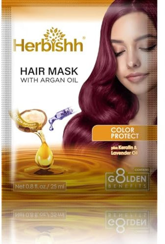 Herbishh Argan-Haarmaske, intensive Pflege und Hydratation, für gesünderes Haar, 25 g für sehr trockenes, schwaches, strapaziertes Haar, keine Sulfate, keine Parabene