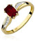 MARKO Damen goldring aus Gelbgold für Damen mit 0,70 Karat Granat und 0,03 Karat Diamanten Ring 14 Karat Gold (585) Goldring mit Box | Goldring für Fraue (Granat, 50 (15.8))