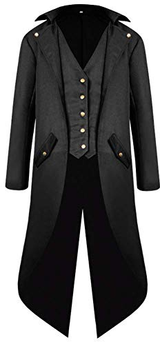 FYMNSI Herren Gothic Steampunk Frack Mantel Männer Mittelalter Viktorianischen Jacke Für Karneval Fasching Kostüm