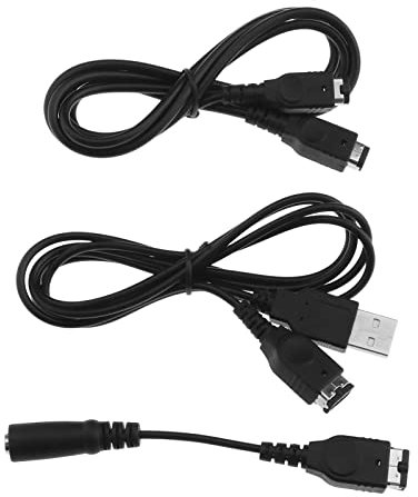 YINETTECH GBA SP-Kabel, kompatibel mit Nintendo Game Boy Advance SP, inkl. USB-Ladekabel und Verbindungskabel für 2 Spieler, Adapter für Kopfhörer, 3,5 mm Klinkenstecker, 3 Stück