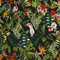 HEKO PANELS Stoff Oxford Wasserdichte Meterware Canvas-Stoff Polyester Stoff Zum Nähen Nähstoffe Dekostoffe Wasserabweisend Blickdicht Exotische Blumen Papageien 1 Meter 155 x 100 cm
