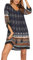 Zeagoo Women's Dress Summer Linen Dresses Casual V Neck Midi Dress 3/4 Sleeve A-line Dress Sundress Tunic Dress XL Dark Blue