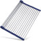 Tomorotec Escurridor de platos enrollable de 17.7 x 12.5 pulgadas, para colocar sobre el fregadero, accesorios para fregadero de cocina, organizador multiusos, escurridor plegable de acero inoxidable