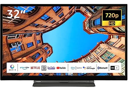 Toshiba 32WK3C63DAW 32 Zoll Fernseher/Smart TV (HD Ready, HDR, Alexa Built-In, Triple-Tuner, Bluetooth) - Inkl. 6 Monate HD+ [2023], Schwarz