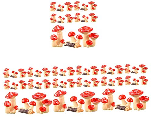Yardwe 60 Stück Simulierte -Ornamente Mini- -Modell Kleine Pilzfigur -Spielzeug Kuchendekoration Mini-Puppenhaus- DIY-Figuren Künstlicher Gefälschter