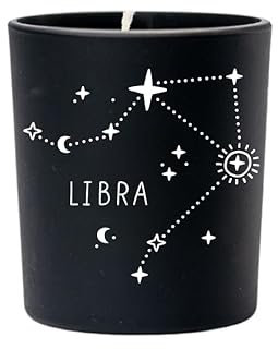 Original Soy Wax Zodiac Duftkerze Tierkreiszeichen: Waage - aus 100% veganem Sojawachs - Aromatherapie Schwarze Kerzen - Sternzeichen Duftkerzen im Glas - Duft: Luxe Kaschmir