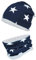 TupTam Jungen Beanie Mütze Schlauchschal Kinder 2er Set Herbst Winter gefütterte Übergangsmütze mit Loop, Farbe: Wintermütze Teddyfleece - Weiße Sterne Dunkelblau, Hat Size: 48