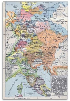 GELS 1803 Deutschland und Italien Vintage Landkarte Poster Dekorative Malerei Leinwand Kunst Bild 30 x 45 cm