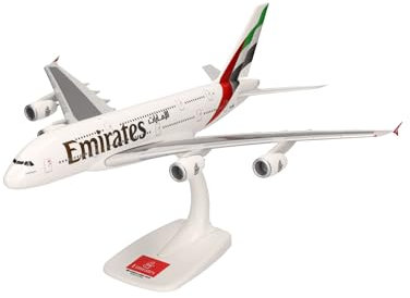 Herpa Maquette Avion Emirates Airbus A380, New 2023 Colors - A6-EOE, echelle 1/200, Snap-fit Model, pièce de Collection, d'avion avec Support, Figurine Plastique