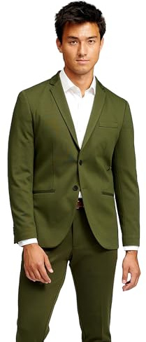 Performance Blazer Herren Dunkelgrün (Größe52) – Stylischer Slim Fit Herren Stretch Sakko – Stretch Anzugjacke – Bequemer, praktischer Zwei Knopf Sakko für Business & Freizeit