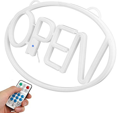 LED-Neon-Offen-Schild, Schaufenster-Hängeleuchte mit Fernbedienung, Warmes Licht, 12 Beleuchtungsmodi für Innen-/Außendekoration