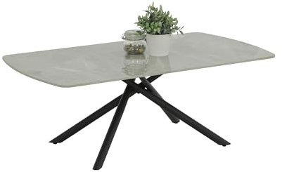 Hela Tische, Couchtisch Fred mit Steinplatte,Dekor Marmor Grau, Spinnengestell Metall Schwarz, 120x68x45cm