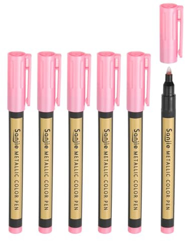 PATIKIL Metallic Marker Pens, 6 Pack Paint Pens Medium Point Colored Markers Art Marker Pen for DIY Craft Photo Album, Pink