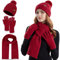 FUBABCO Wintermütze Schal Handschuhe Set Damen, Winter Warm Beanie Mütze Touchscreen Handschuhe und Lang Schal Set mit Fleecefutter Thermo Strickmütze Winterschal Winterhandschuhe