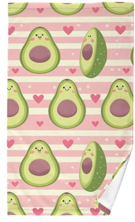 Niedliches lustiges Avocado-Handtuch, Pastellstreifen, Baumwoll-Badetücher für Zuhause, Fitnessstudio, Hotel, Spa, dekoratives Küchentuch, Gesichtstücher, 40,6 x 71,1 cm