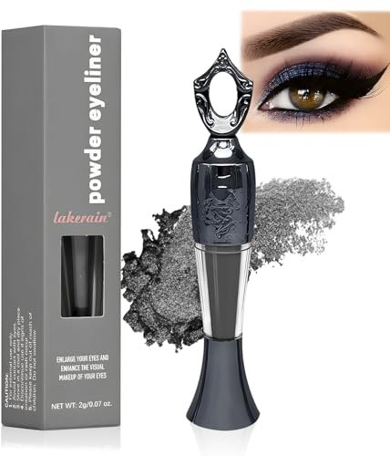 lakerain pulver Eyeliner 2g,Kajalstift Puder,Kajalstift Schwarz ideal für Smokey Eyes - Hochpigmentiert und Hypoallergen - Einfaches Auftragen - Lidstrich Stift,100% Natural Eyeliner in Powder Form