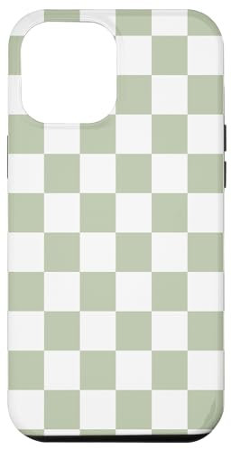 iPhone 12 Pro Max Sage Green Checkered Sage Green And White Checkered Case