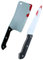 Halloween Bloody Cleaver & Knife Set with Fake Blood Splatter Design – 30cm Plastic Knife and Cleaver Costume Accessory for Zombie, Butcher, Slasher, and Grim Reaper Halloween Fancy Dress