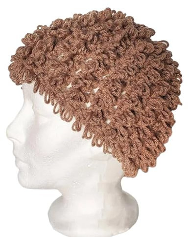 Itkcozcg Modische Hüte, lustig, gestrickt, lockig, für Damen, Oma, Hut, handgehäkelt, Cosplay, Kostüm, Hut, lustiger Pullover, Mütze, Kopfbedeckung, Braun, braun, XS-XXL