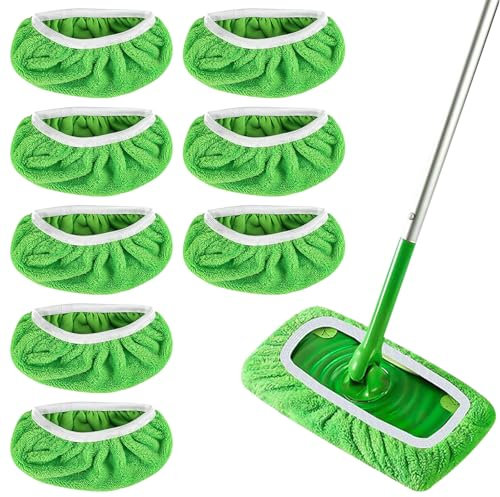 Yeria 8 paños reutilizables para mopa Swiffer Sweeper, paños húmedos para suelo con alta absorción de suciedad para uso húmedo y seco
