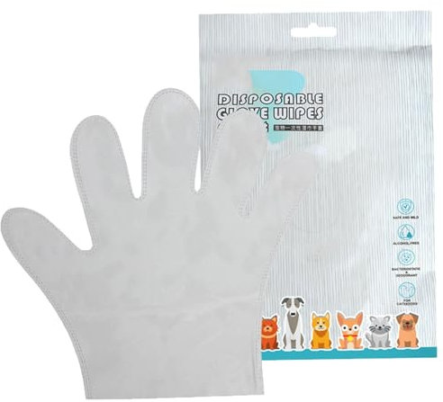 GNAUMORE Disposable Pet Cleaning Glove Wipes,Dog Wipes Gloves Wash Free Gloves,Multifunctional Quick Bath Dog Wipes,Gentle Deodorizing Pet Finger Wipes,Pets Grooming Wipes for Dogs & Cats