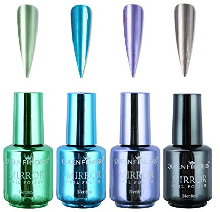 Roter Nagellack Und Lippenstift Nail 8ml Polish Pcs Nail Effect 4 Set Plating Semi- Metallic Lack Nagelkunst Set compatible with Machen (C, One Size)