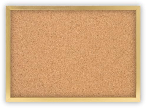 CLAMARO Pinnwand Kork 60 x 40 cm, MDF-Rahmen Gold, Quer- und Hochformat | Memoboard für Notizen und Fotos, selbstheilende Korkoberfläche, Metall-Zackenaufhänger, 10 Reißzwecken dabei, HDF-Rückwand