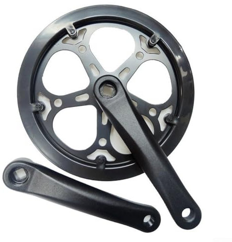 Yhenlovtt Juego de bielas de bicicleta de plato único, agujero cuadrado, piezas de repuesto de bicicleta, plato más grande, bielas de 170 mm, agujero cuadrado (52T)