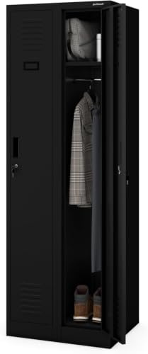 Jan Nowak Spindschrank Umkleideschrank Metall 2 Abteile 180x60x50 cm | Personalschrank, Kleiderschrank, Schließfachschrank, 2 Abteile, Kleiderstange, Trennwände, Lüftung, 4 Haken je Abteil