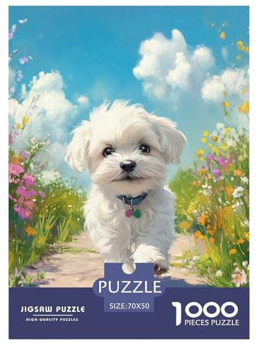 Malteser Hund 1000 Teile Unmöglich Puzzles Für Die Ganze Familie, Teile Passen Perfekt Zusammen, Geschicklichkeitsspiel, Premium Quality, Pädagogisches 70x50cm/1000pcs