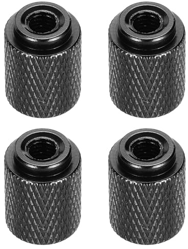 sourcing map 4pcs Knurled Thumb Nut, M5 12mm OD 16mm Height 6061 Anodized Aluminium Alloy Hand Screw Nut, Metal Chassis Screw for Machinery, DIY Assembly, Electronics, Bright Black