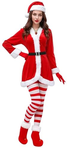 Bohany Weihnachtsmann-Anzug, Anzug, Gürtel, Hut, Handschuhe, Weihnachtsmann-Outfit mit Gürtel, für Bühnenauftritte, Parade